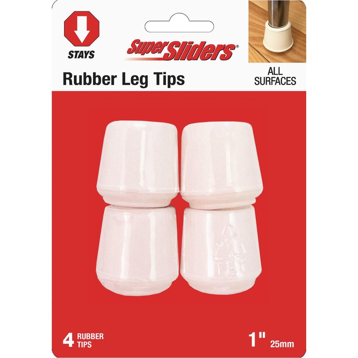Super Sliders 1 In. White Rubber Furniture Leg Tip (4-Pack)
