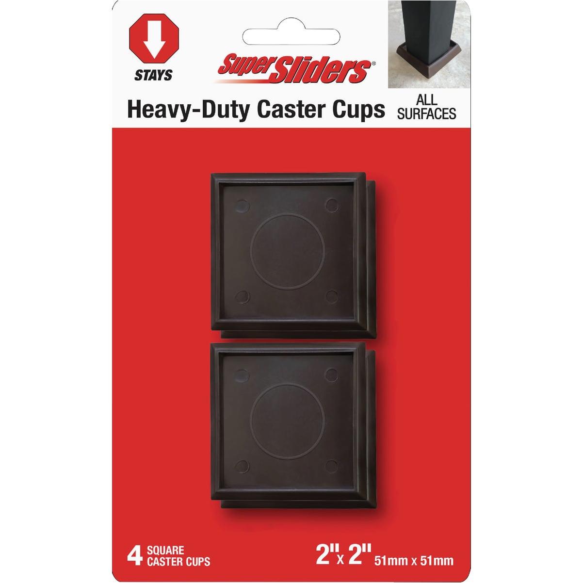 Super Sliders 2 In. Brown Square Furniture Leg Cup (4-Pack)