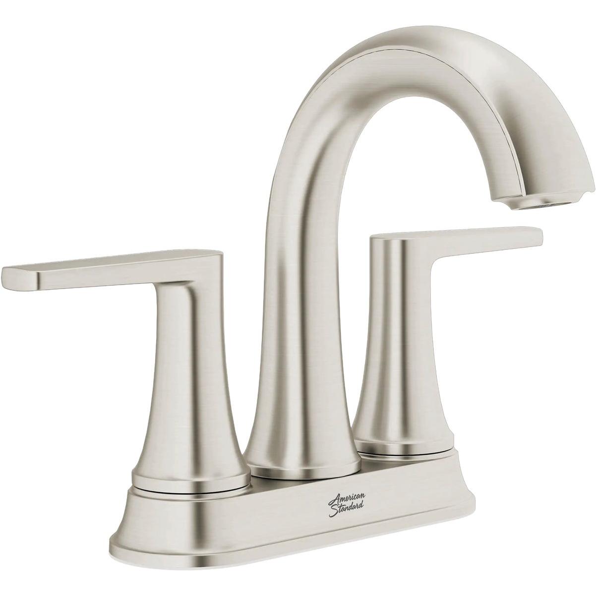 American Standard Becklow Brushed Nickel 2-Handle Lever 4 In. Centerset Hi-Arc Bathroom Faucet with Push Drain