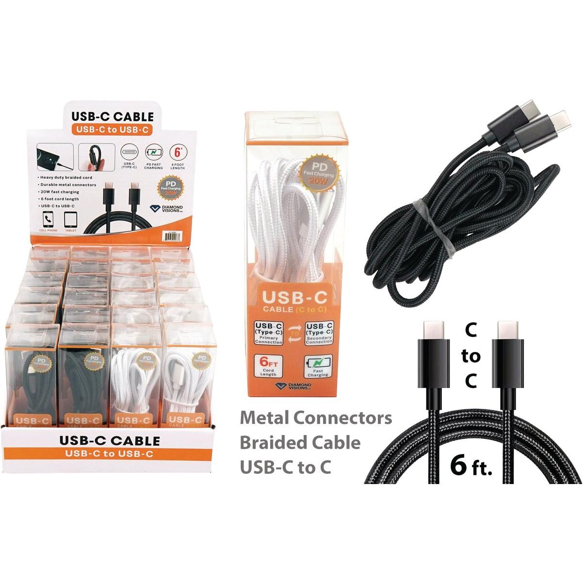Diamond Visions 6 Ft. USB-C to USB-C Charging & Sync Cable