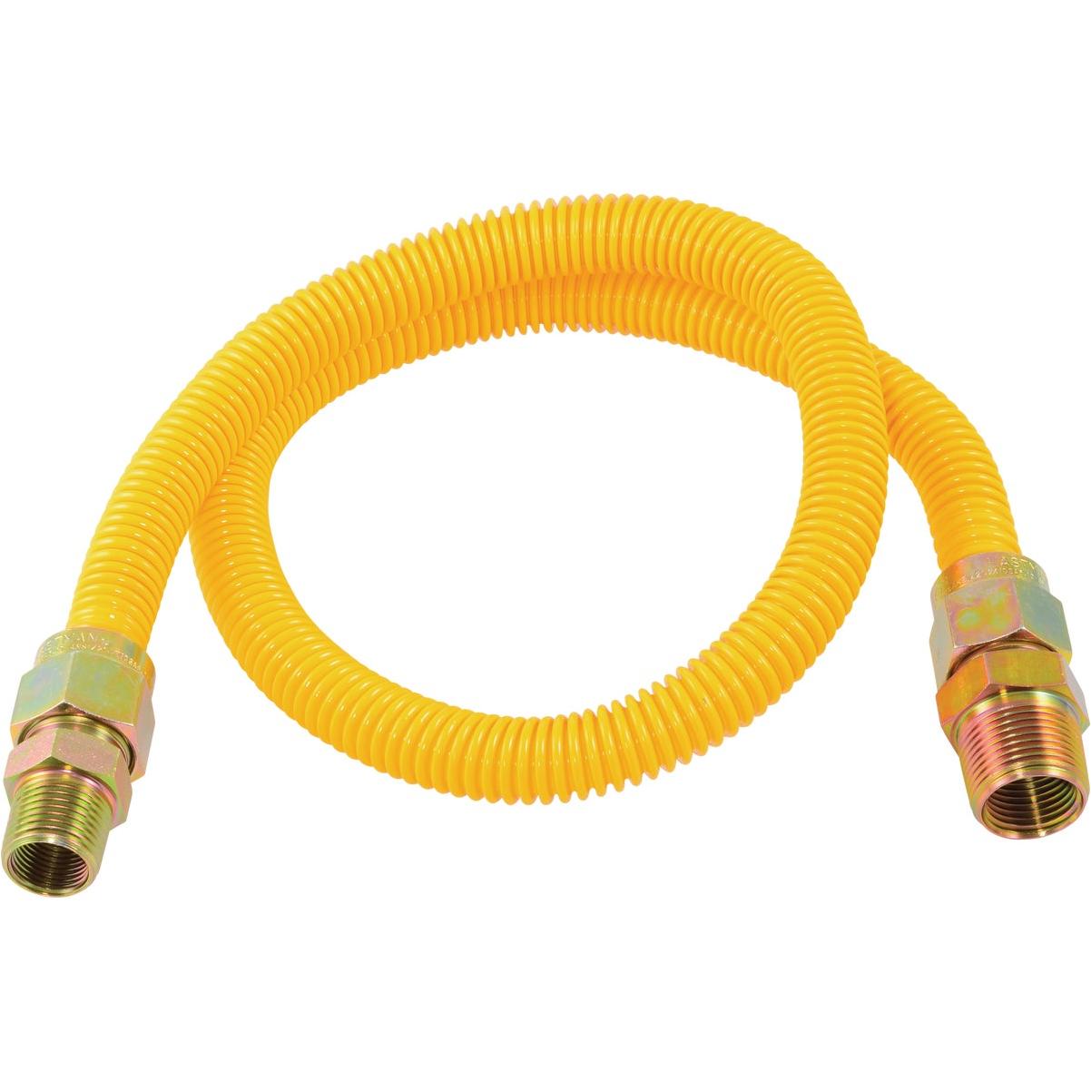 Eastman 5/8 In. OD x 24 In. 3/4 In. MIP x 1/2 In. MIP (Tapped 3/8 In. FIP) Coated Stainless Steel Gas Connector