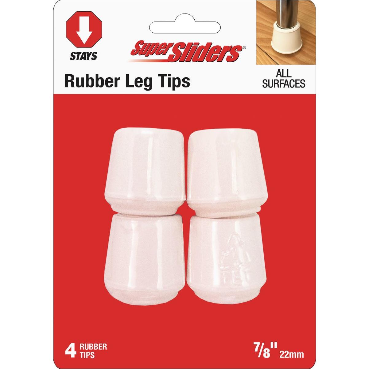 Super Sliders 7/8 In. White Rubber Furniture Leg Tip (4-Pack)