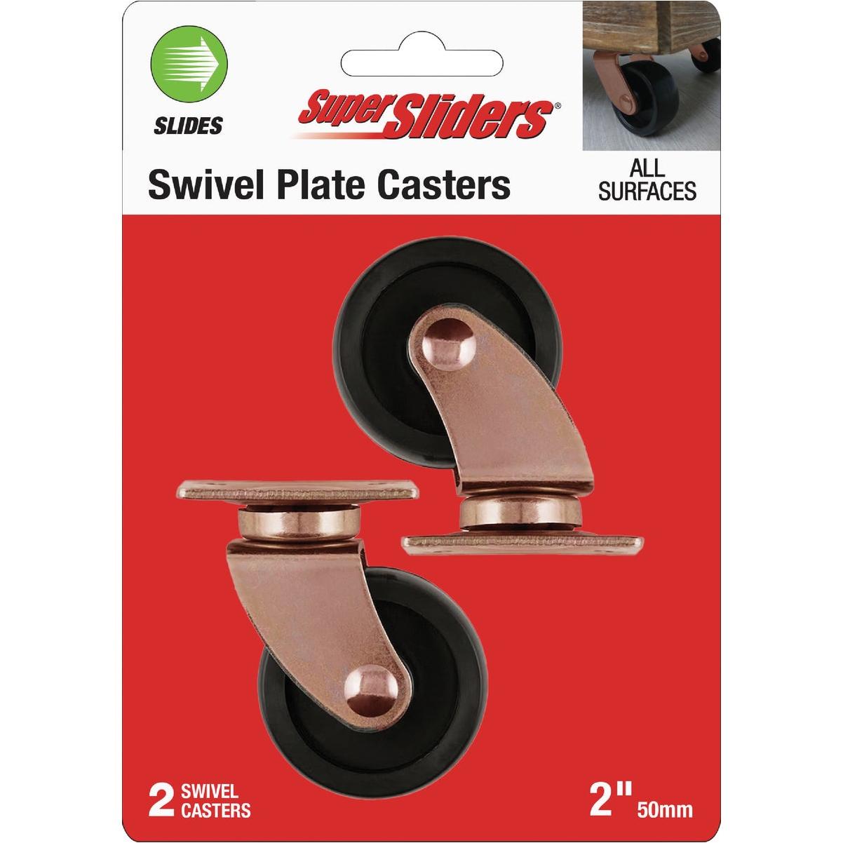 Super Sliders 2 In. Rubber Swivel Plate Caster (2-Pack)