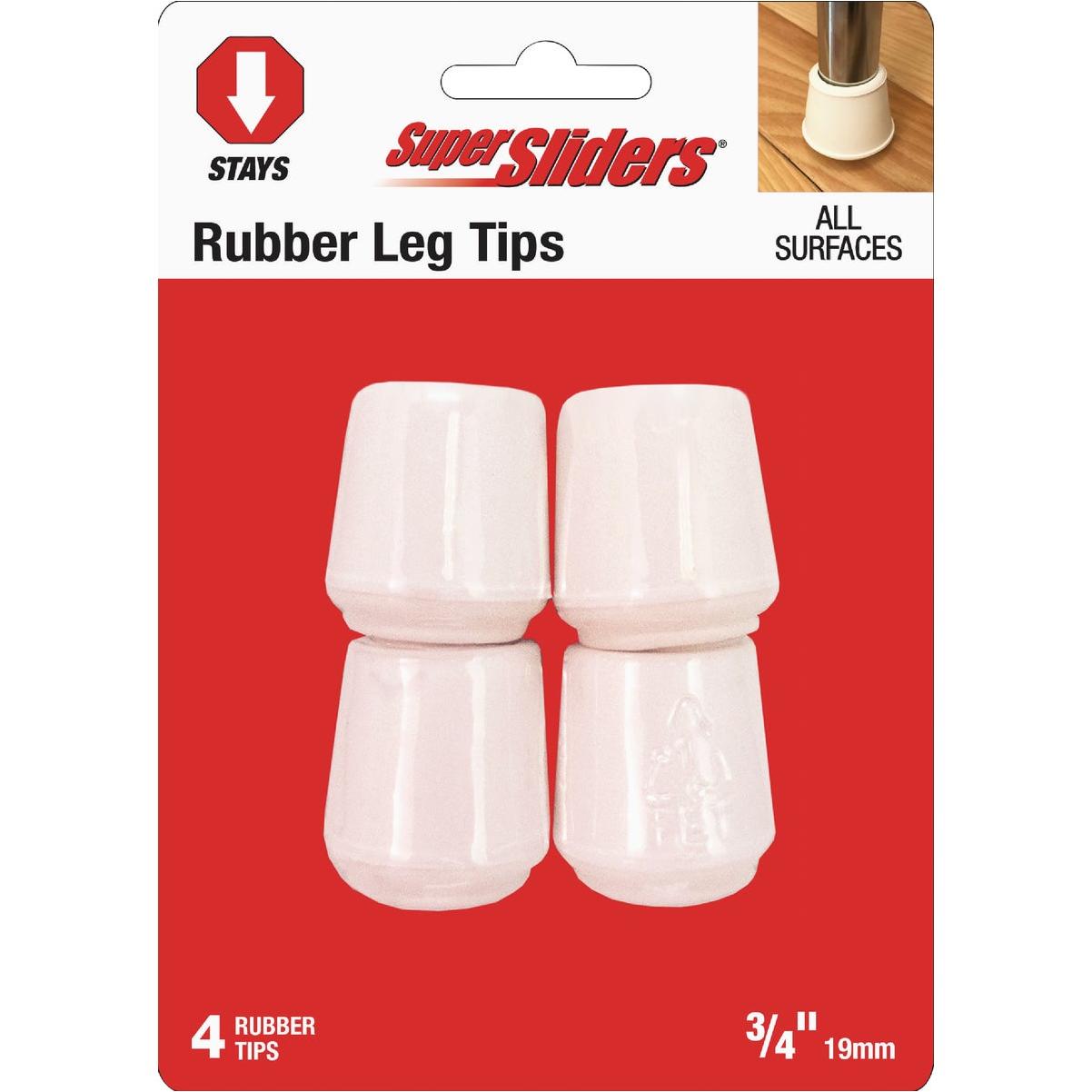 Super Sliders 3/4 In. White Rubber Furniture Leg Tip (4-Pack)