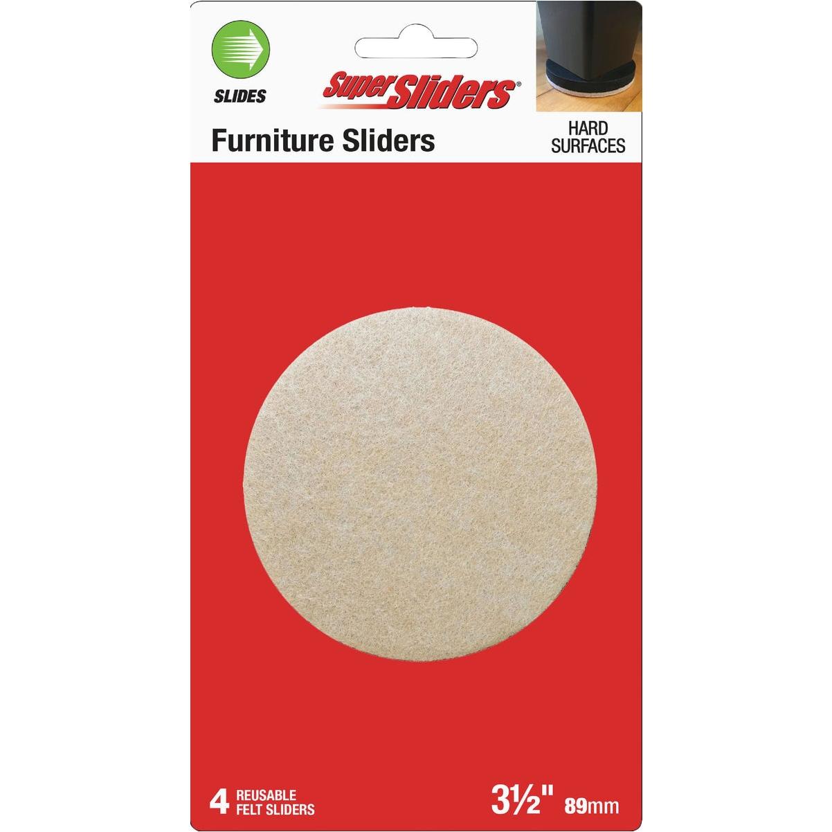 Super Sliders 3-1/2 In. Beige Round Felt Furniture Sliders (4-Pack)