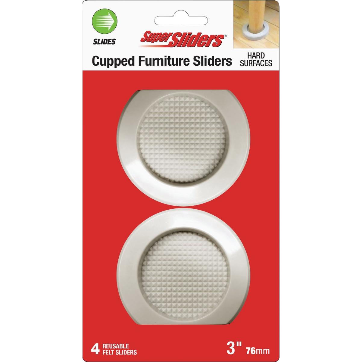 Super Sliders 3 In. Beige Round Cupper Furniture Sliders (4-Pack)