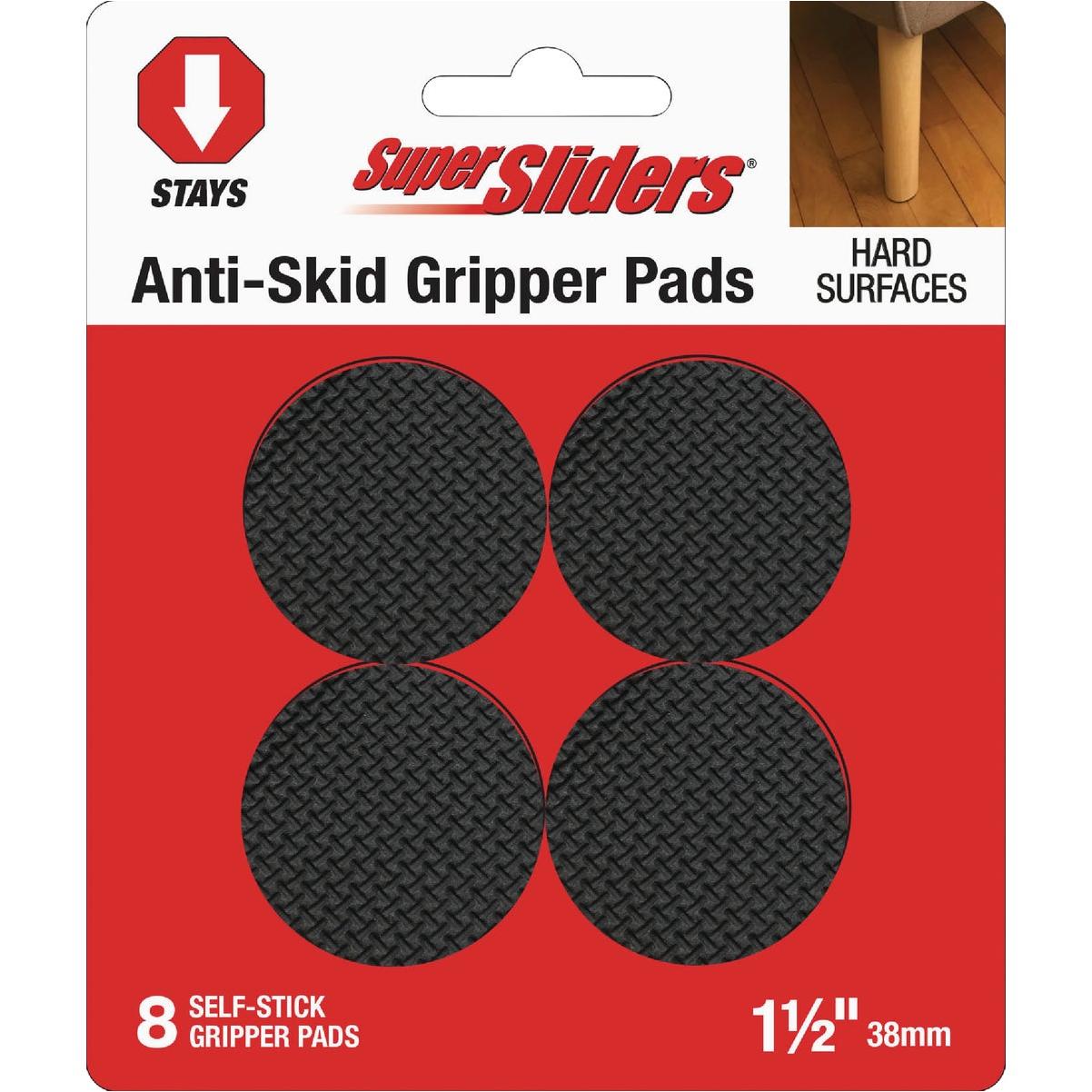 Super Sliders 1-1/2 In.  Anti-Skid Round Black Furniture Pad (8-Piece)