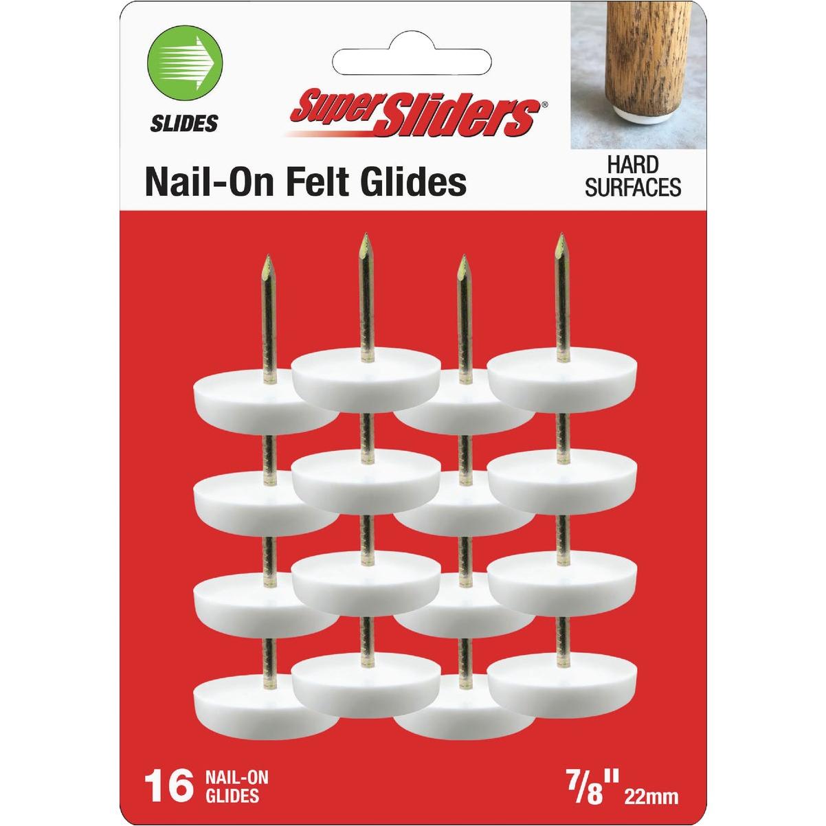 Super Sliders 7/8 In. White Round Nail-On Plastic Furniture Glides (16-Pack)