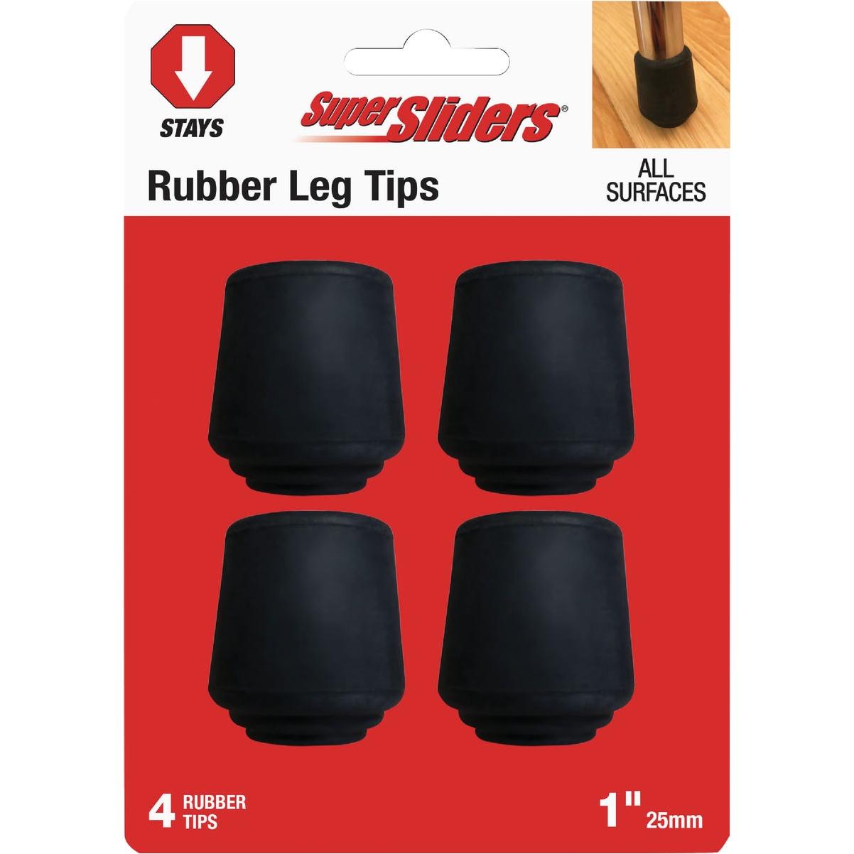 Super Sliders 1 In. Black Rubber Furniture Leg Tip (4-Pack)