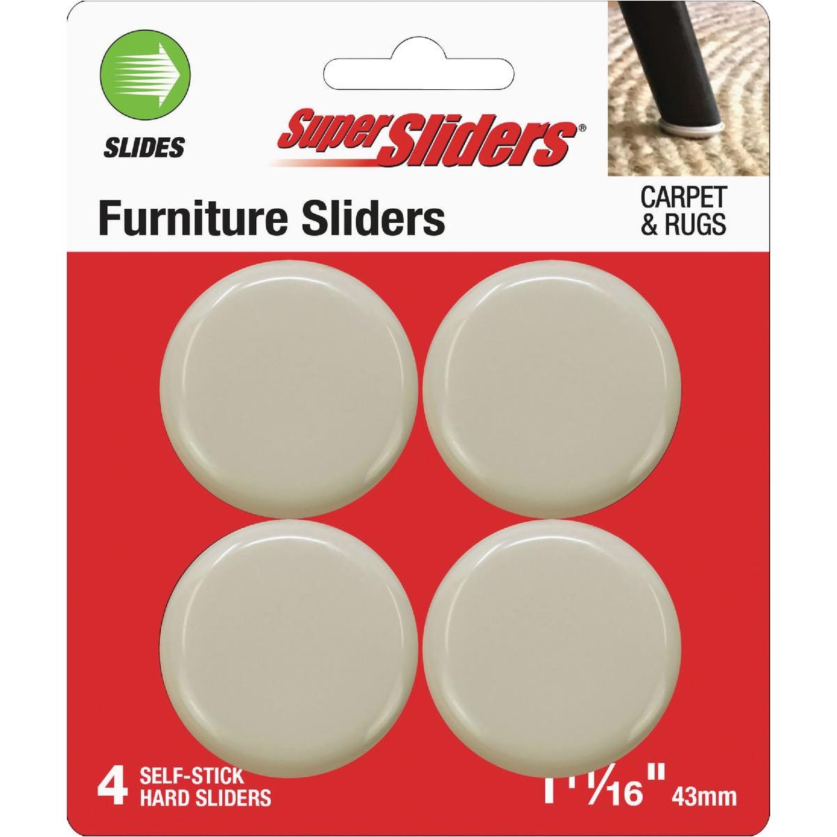 Super Sliders 1-11/16 In. Beige Round Hard Furniture Sliders (4-Pack)