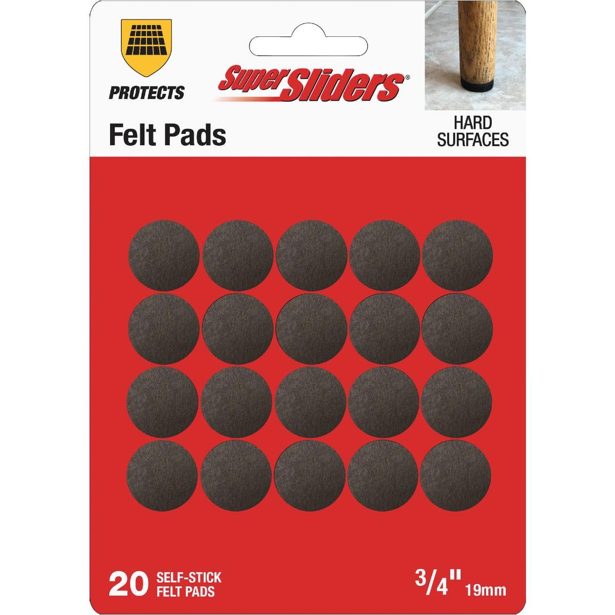 Super Sliders 3/4 In. Round Brown Felt Furniture Pads (20-Piece)