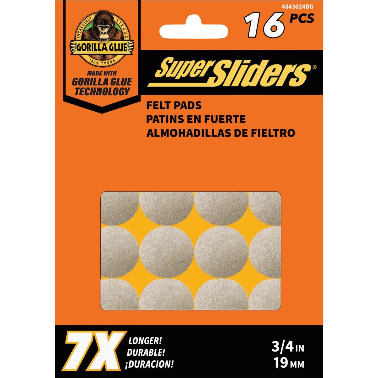 Super Sliders Gorilla Glue 3/4 In. Round Beige Felt Furniture Pads (16-Piece)