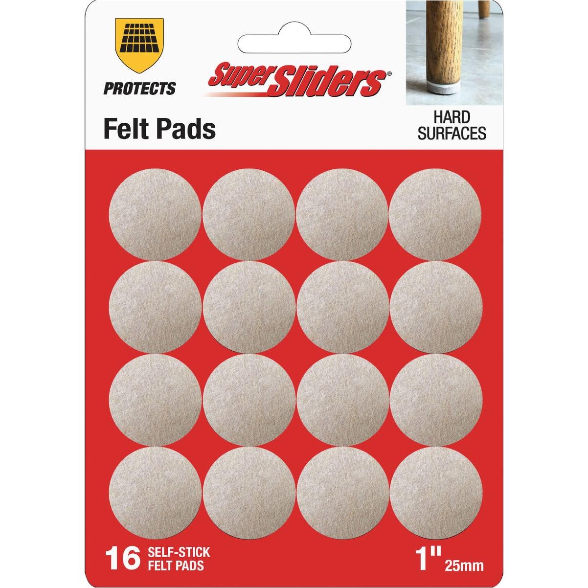 Super Sliders 1 In. Round Beige Felt Furniture Pads (16-Piece)