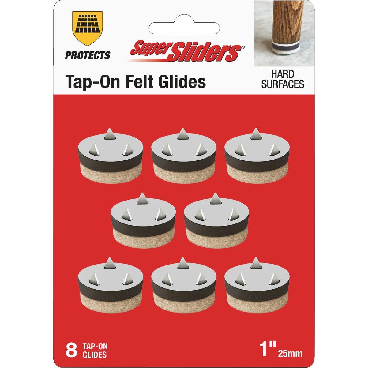 Super Sliders 1 In. Tap-On Round Beige Felt Furniture Pads (8-Piece)