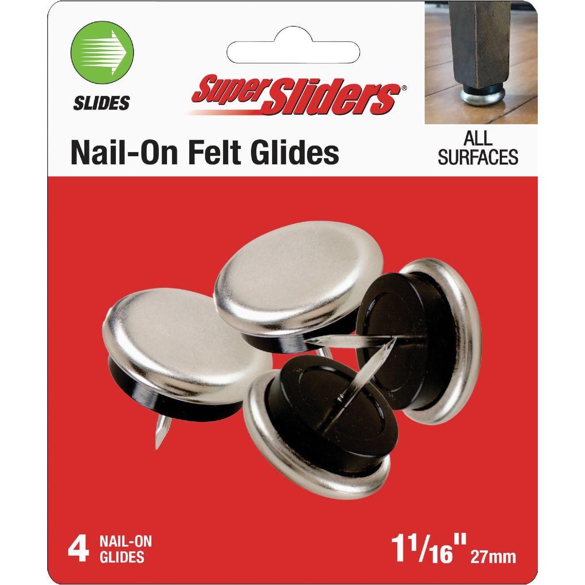 Super Sliders 1-1/16 In. White Round Nail-On Plastic Furniture Glides (4-Pack)