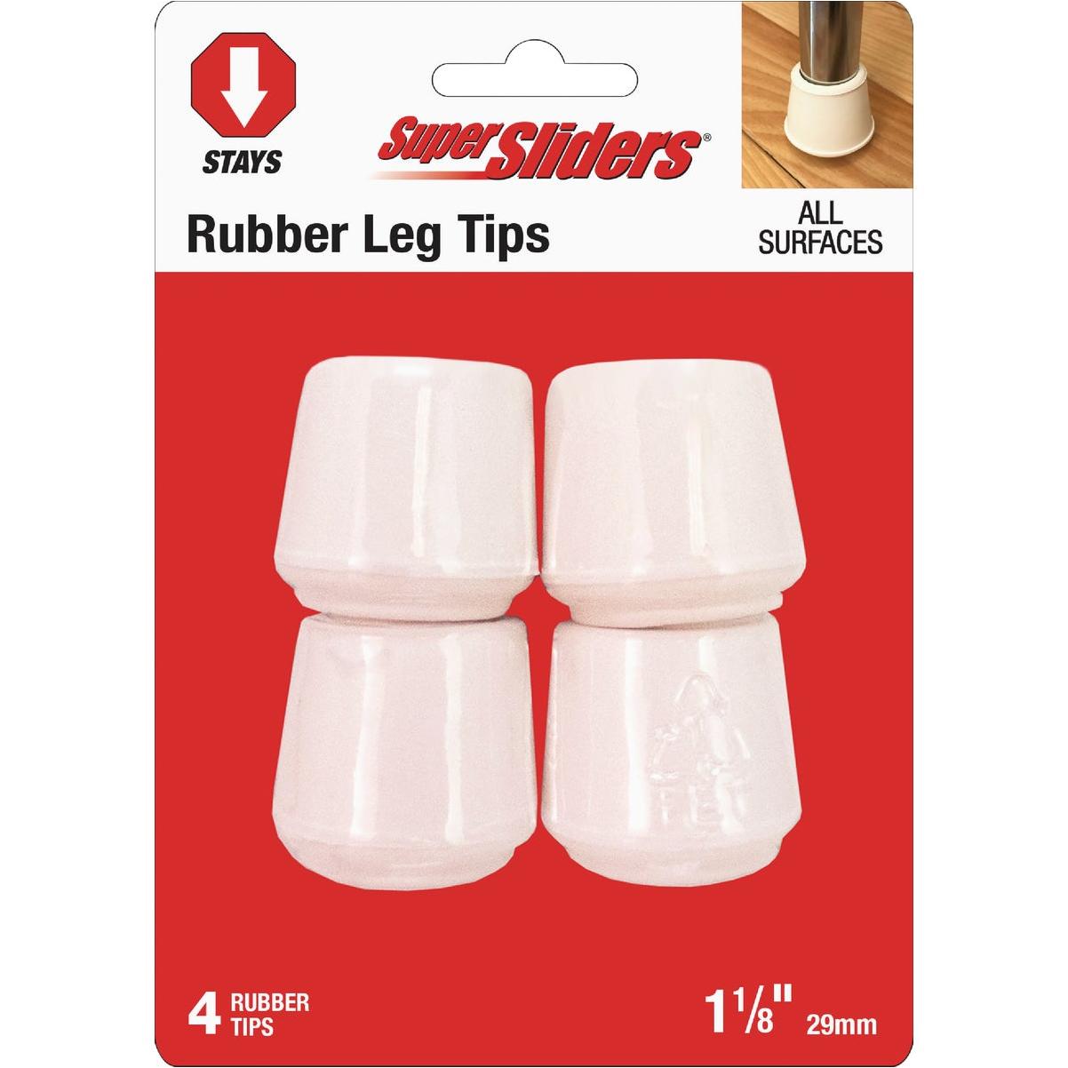 Super Sliders 1-1/8 In. White Rubber Furniture Leg Tip (4-Pack)