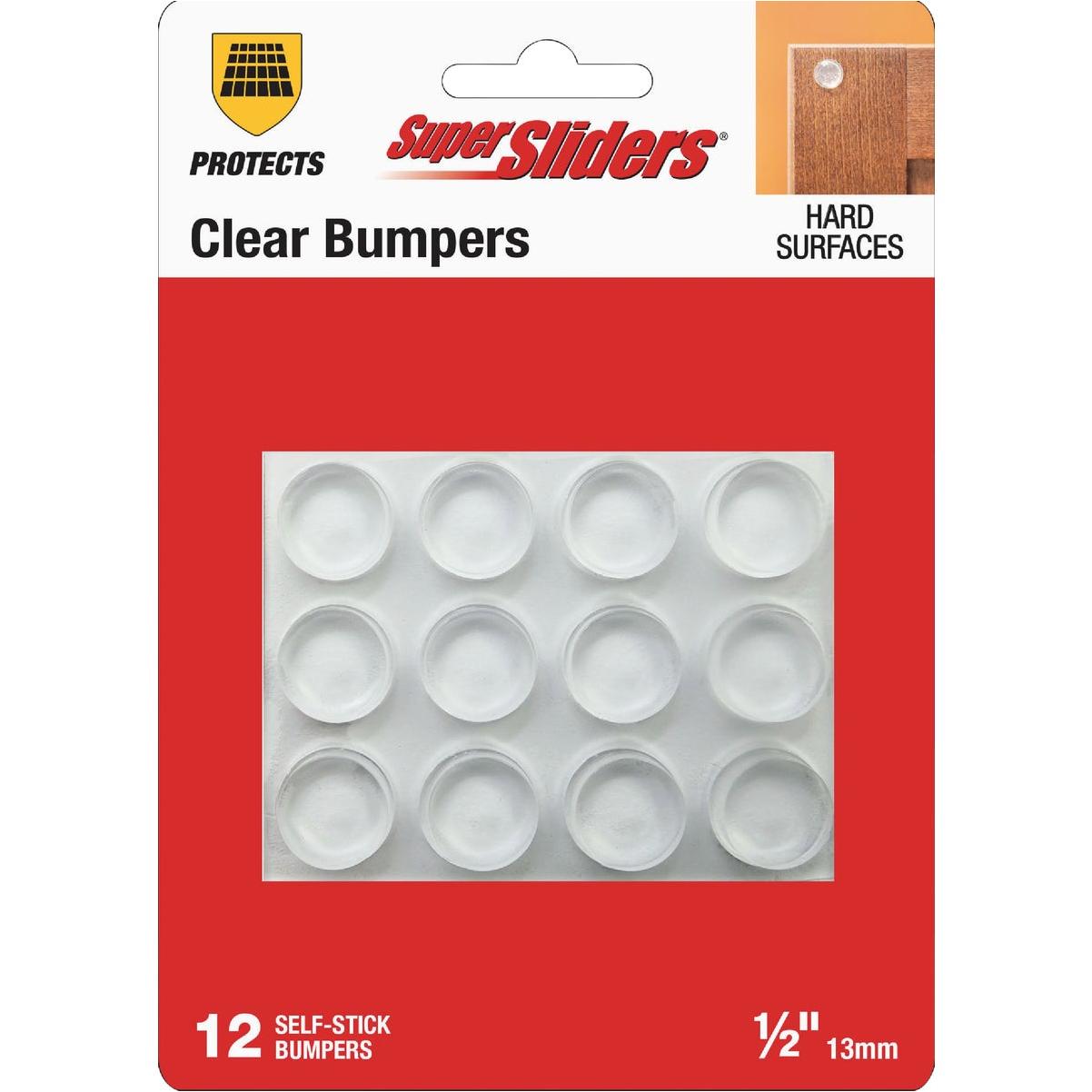 Super Sliders 1/2 In. Clear Round Furniture Wall Bumper (12-Pack)