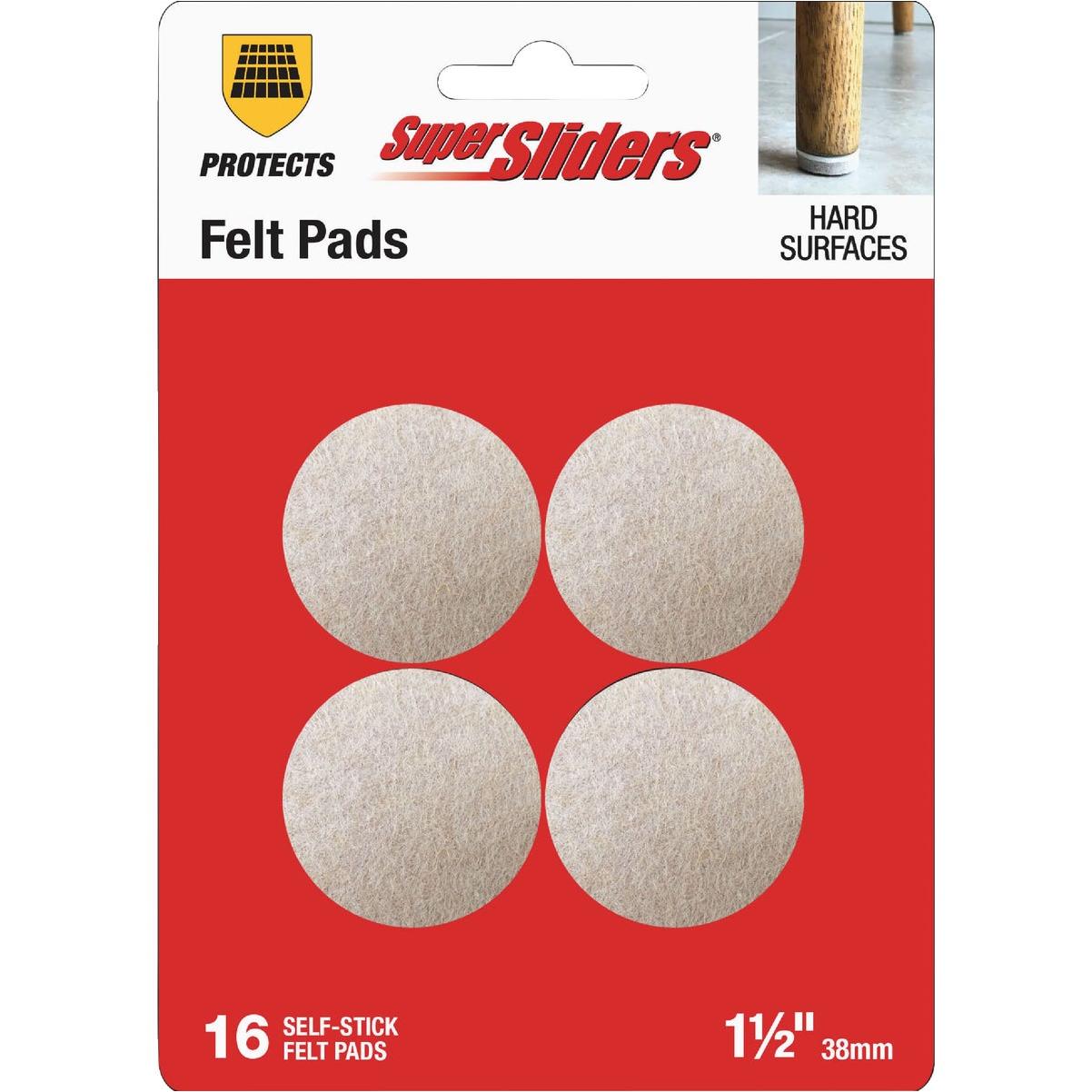 Super Sliders 1-1/2 In. Round Beige Felt Furniture Pads (16-Piece)
