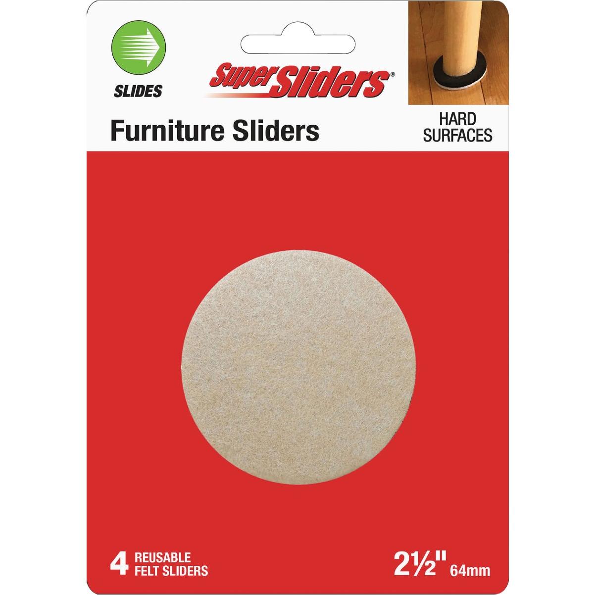 Super Sliders 2-1/2 In. Beige Round Felt Furniture Sliders (4-Pack)