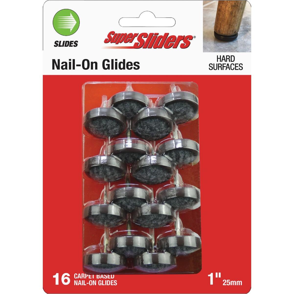 Super Sliders 1 In. Round Nail-On Carpet Furniture Glides (16-Pack)