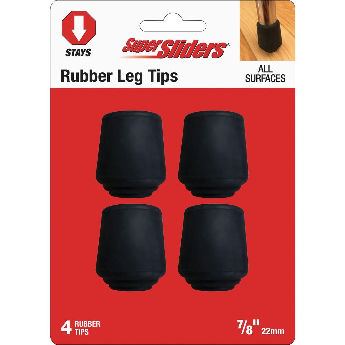 Super Sliders 7/8 In. Black Rubber Furniture Leg Tip (4-Pack)