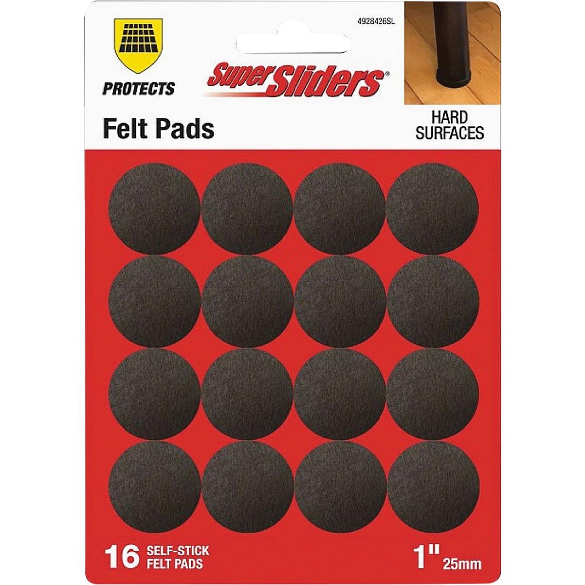 Super Sliders 1 In. Round Brown Felt Furniture Pad (16-Piece)