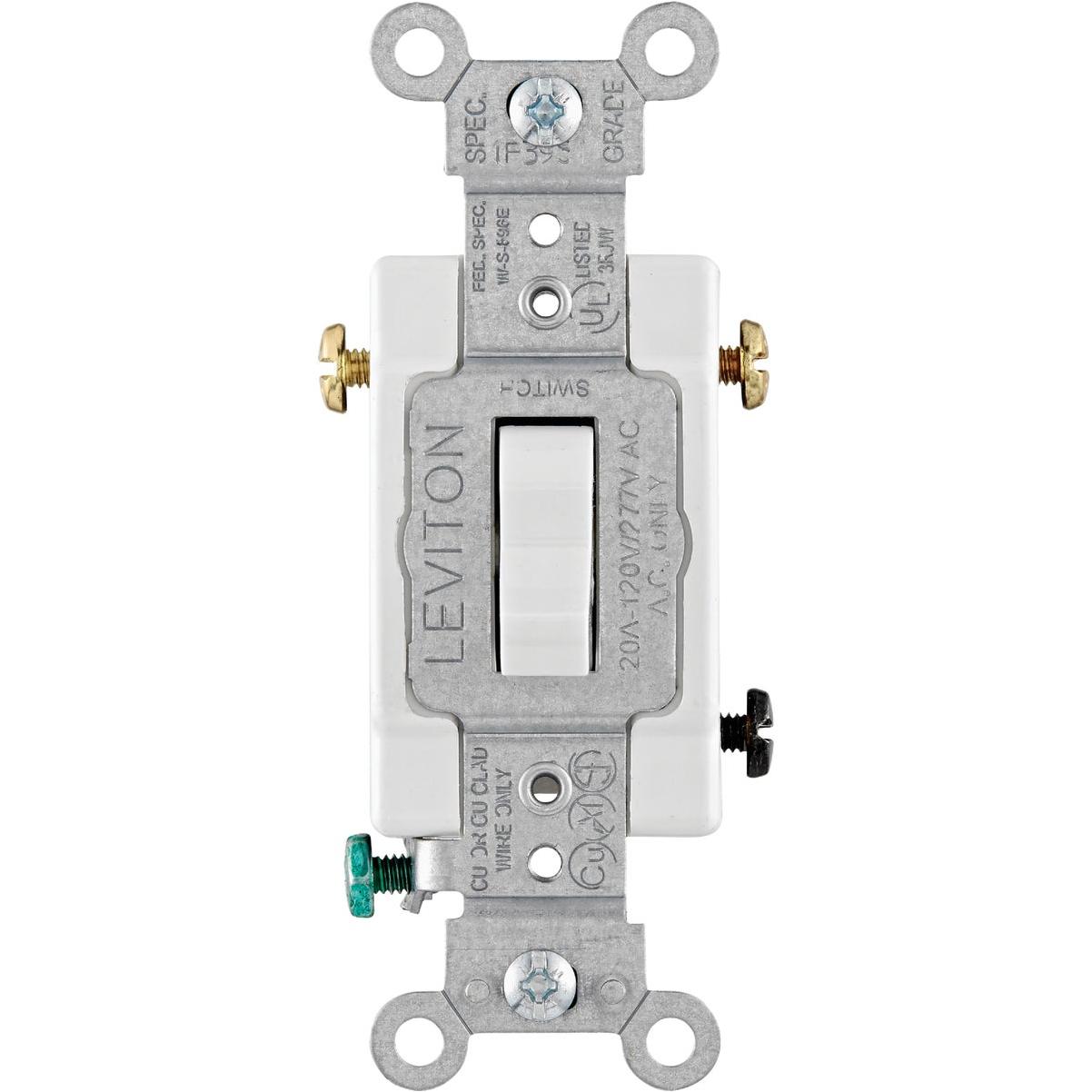 Leviton Toggle White 20A 3-Way Switch