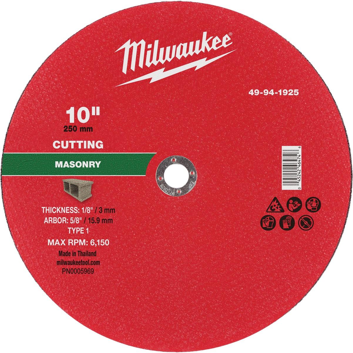 Milwaukee Type 1 10 In. x 1/8 In. x 5/8 In. Masonry Cut-Off Wheel