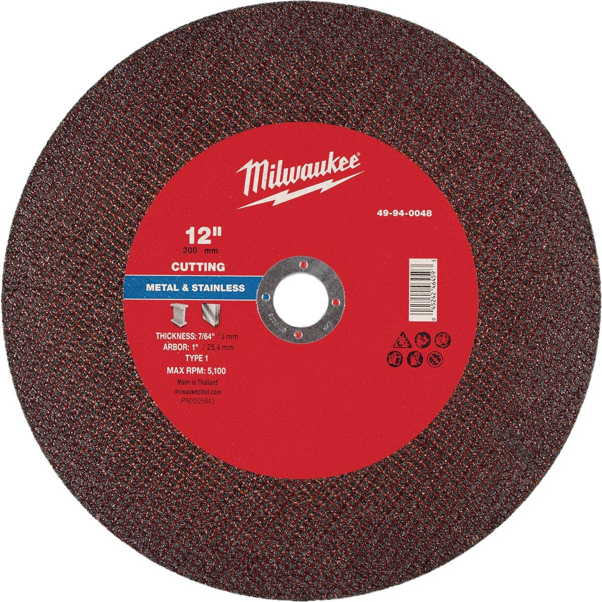 Milwaukee Type 1 12 In. x 7/64 In. x 1 In. Metal Cut-Off Wheel