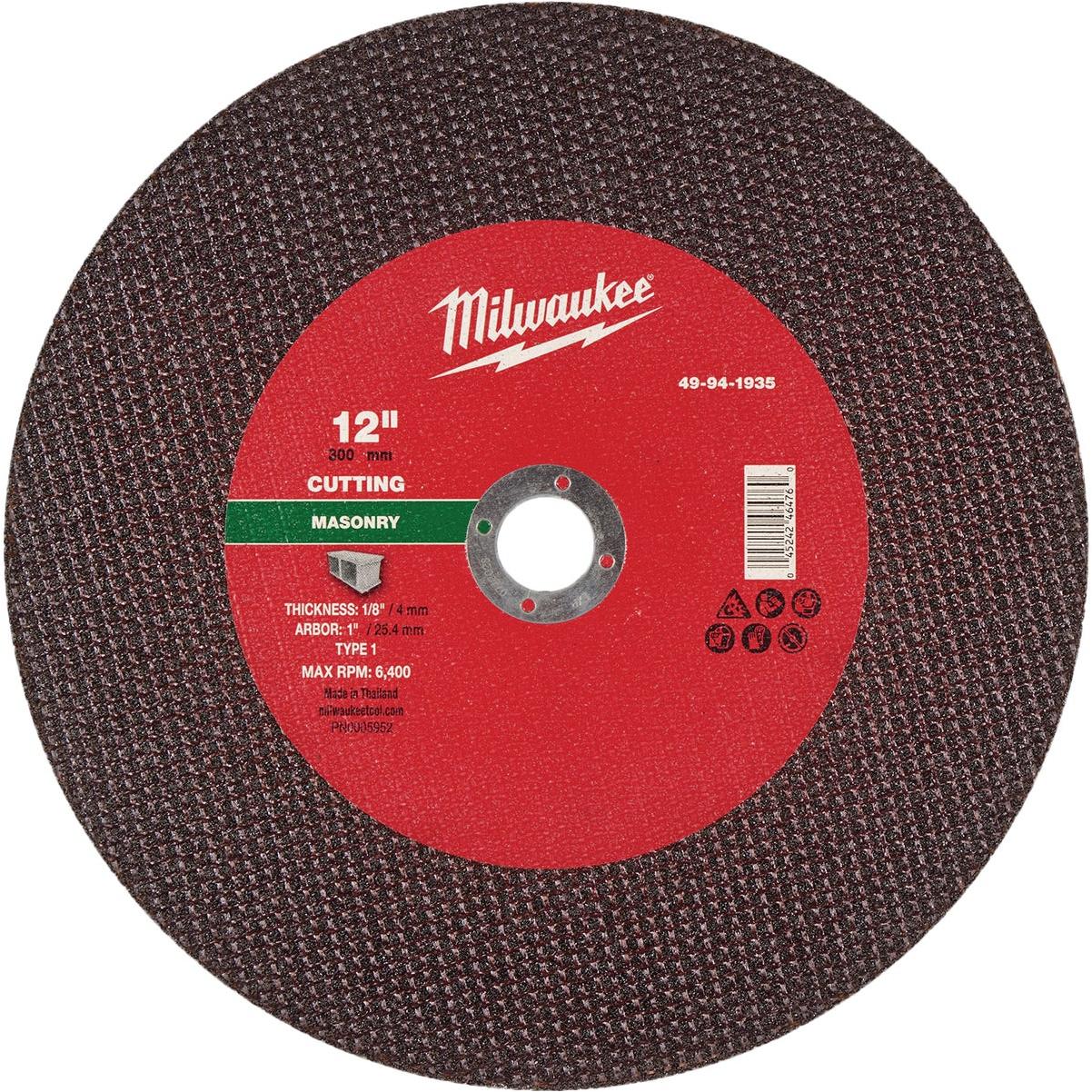 Milwaukee Type 1 12 In. x 1/8 In. x 1 In. Masonry Cut-Off Wheel