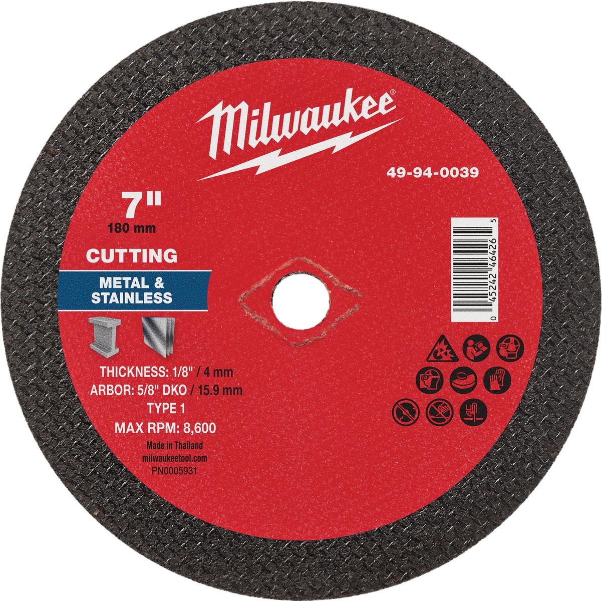 Milwaukee Type 1 7 In. x 1/8 In. x 5/8 In. DKO Metal Cut-Off Wheel
