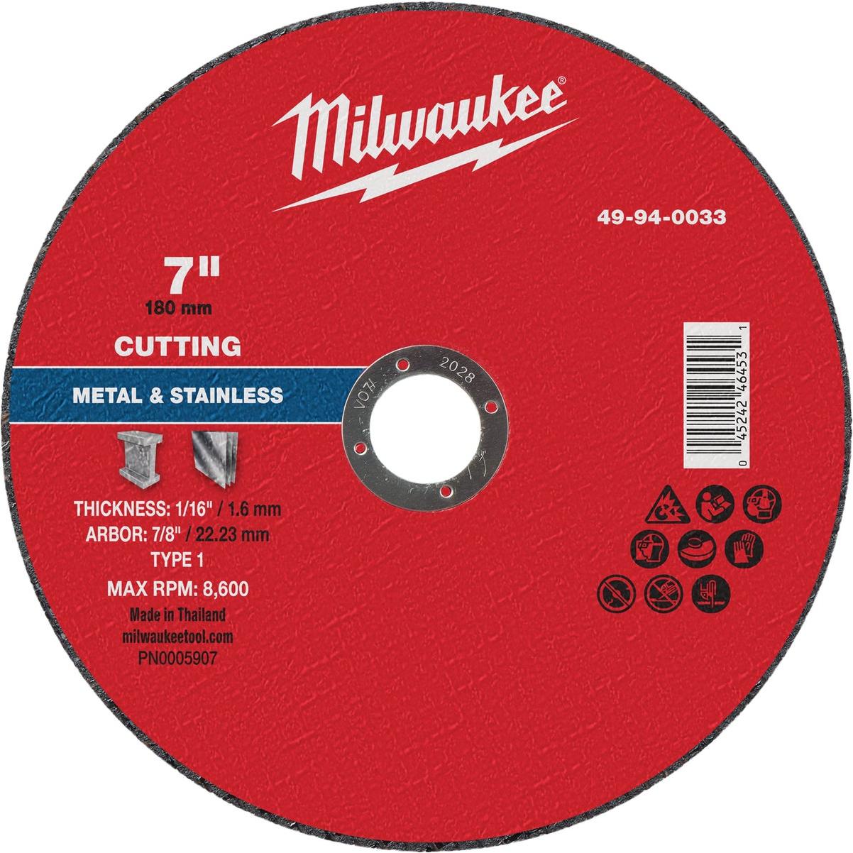 Milwaukee Type 1 7 In. x 1/16 In. x 7/8 In. Metal Cut-Off Wheel
