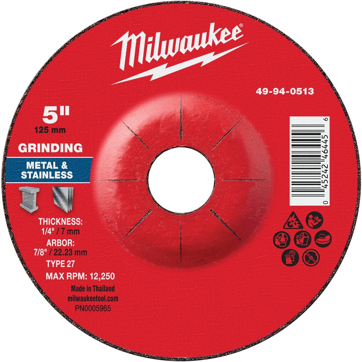Milwaukee Type 27 5 In. x 1/4 In. x 7/8 In. Metal Grinding Cut-Off Wheel