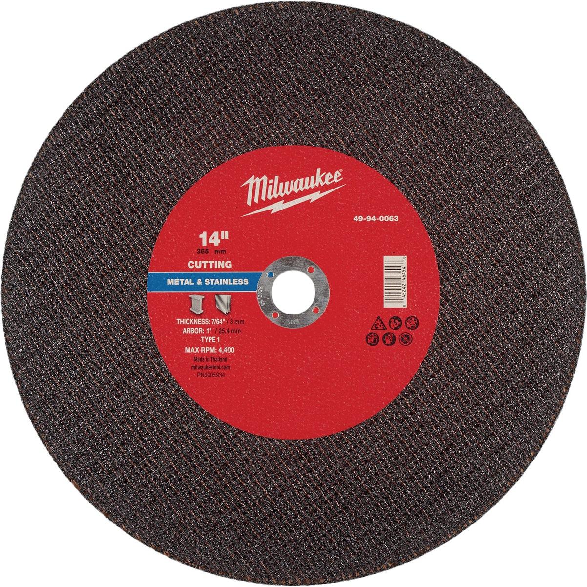 Milwaukee Type 1 14 In. x 7/64 In. x 1 In. Metal Cut-Off Wheel
