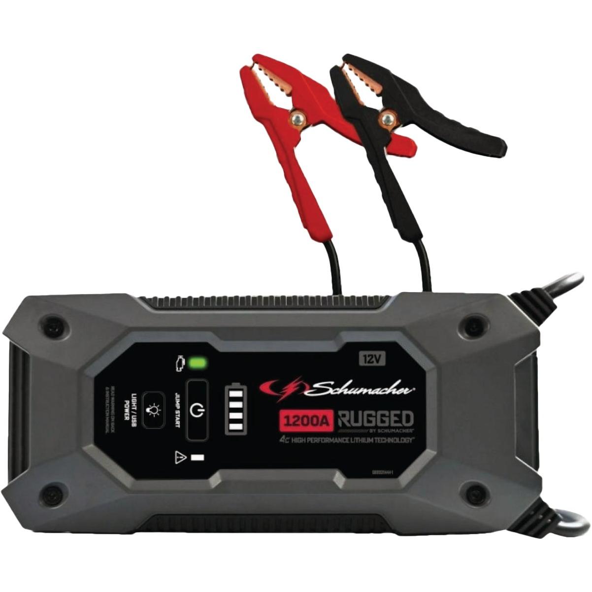 Schumacher 1200 Peak Amp Rugged Lithium Jump Starter and Power Pack