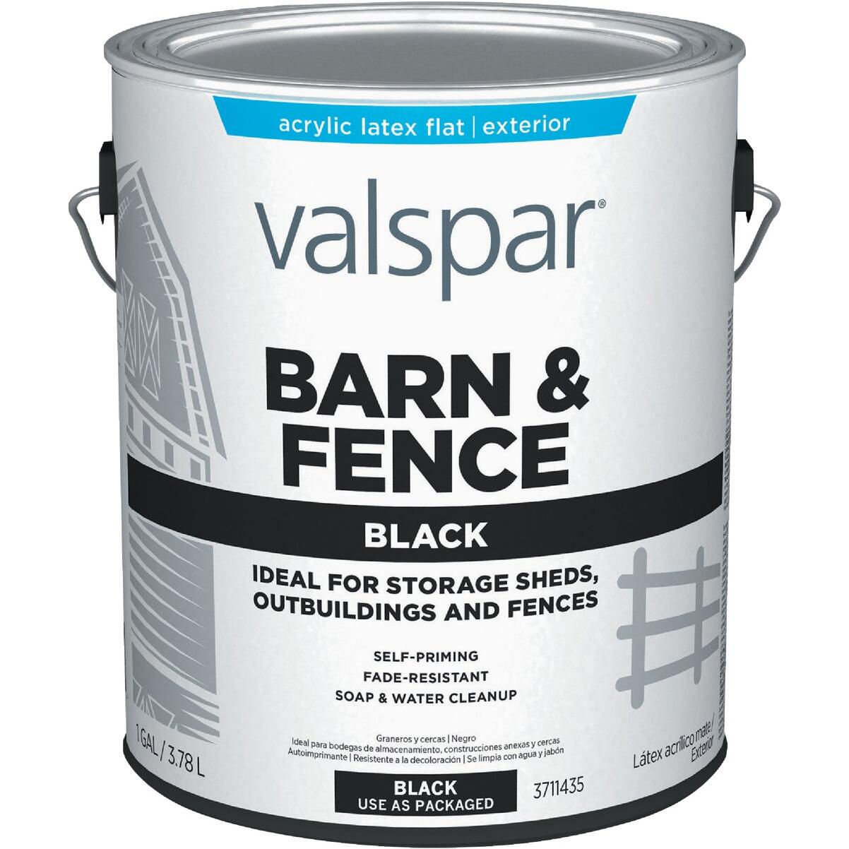 Valspar Barn & Fence Latex Flat Paint, Black, 1 Gal.