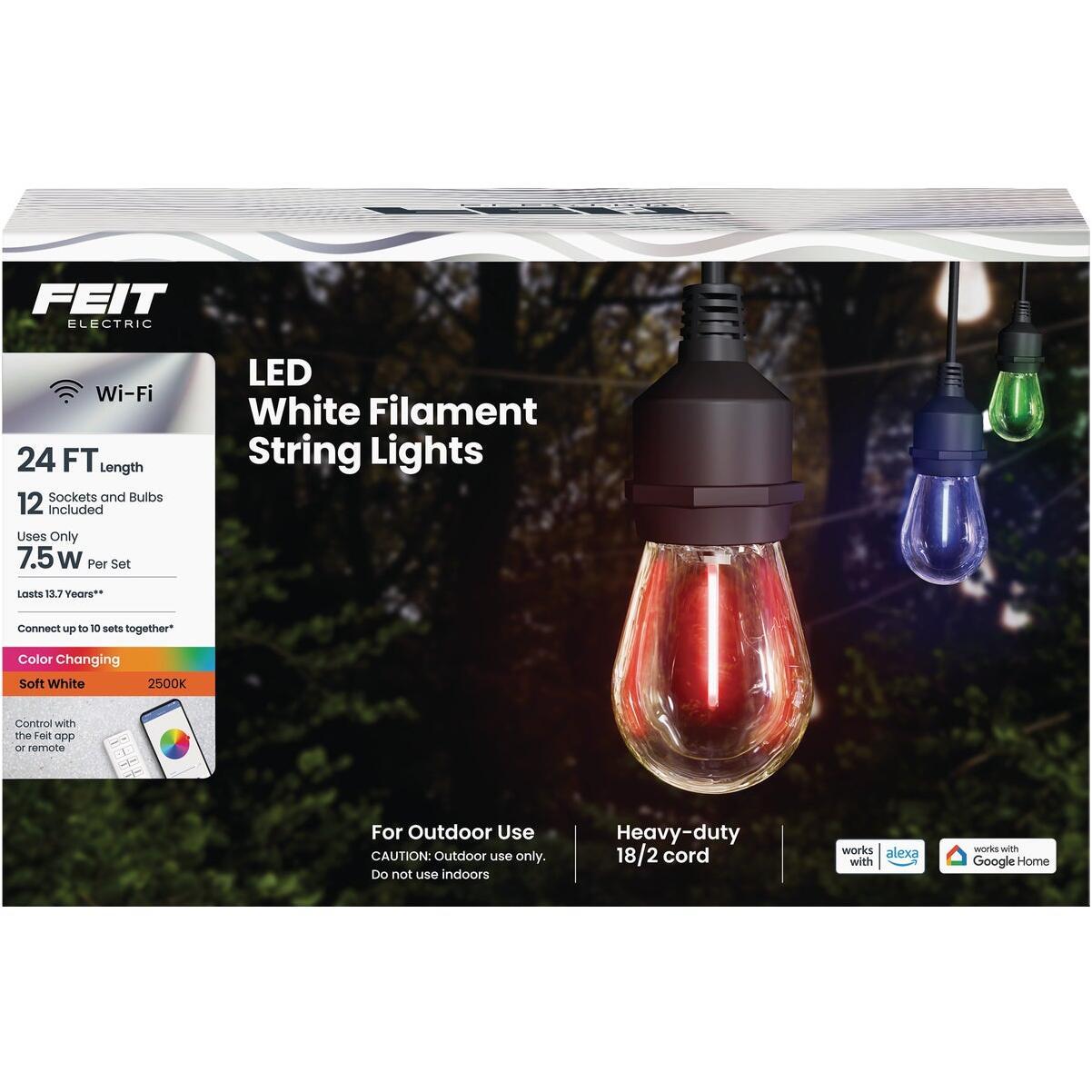 Feit Electric 24 Ft. Smart Color White Filament String Light Set