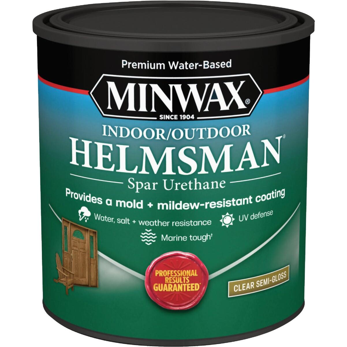Minwax Water Based Helmsman Indoor/Outdoor Semi-Gloss Clear Spar Urethane, 1 Qt.