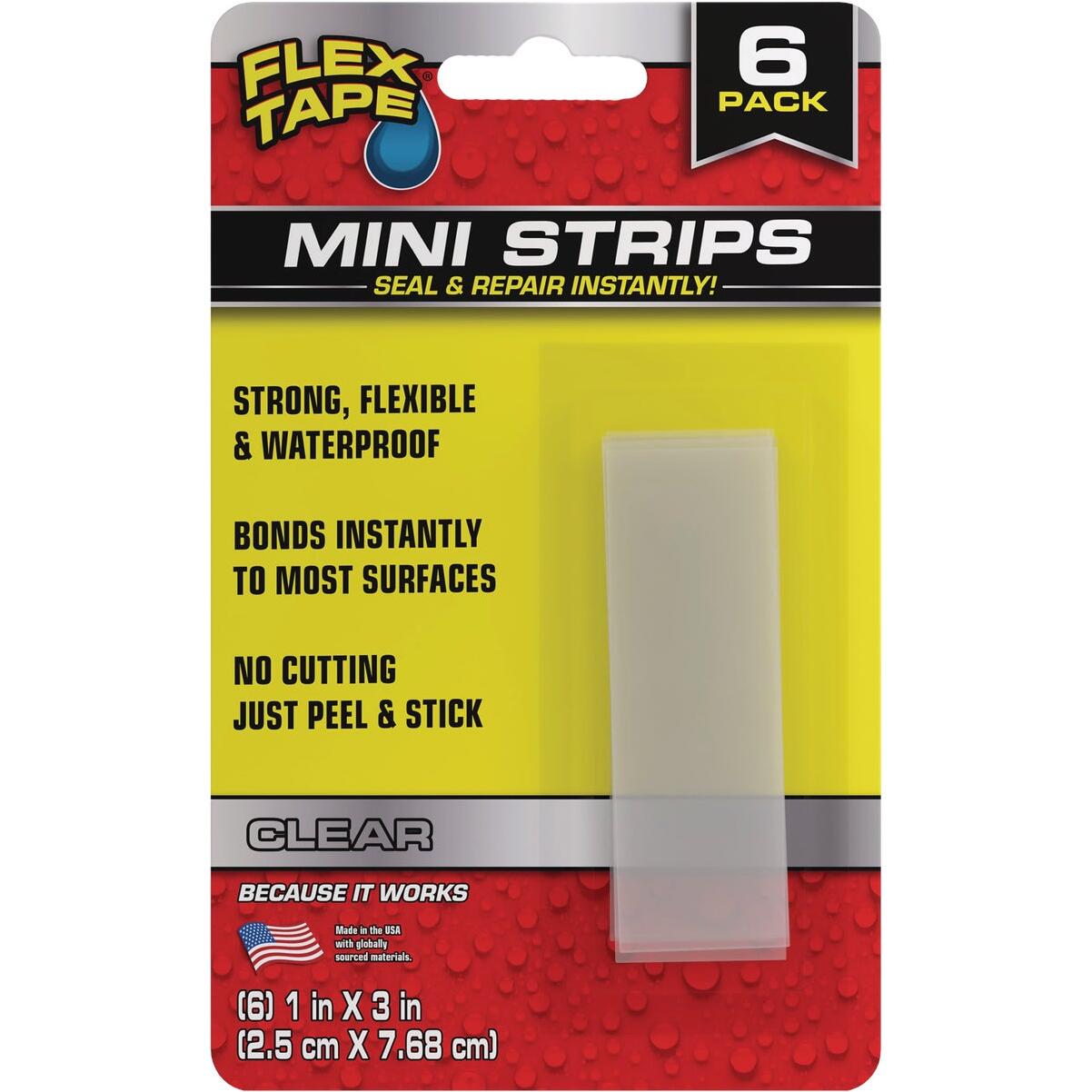 Flex Tape 1 In. x 3 In. Clear Mini Strips (6-Pack)