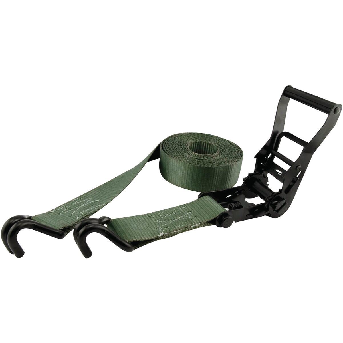 Erickson 2 In. x 25 Ft. 10,000 Lb. Rubber Handle Ratchet Strap with Double J-Hooks