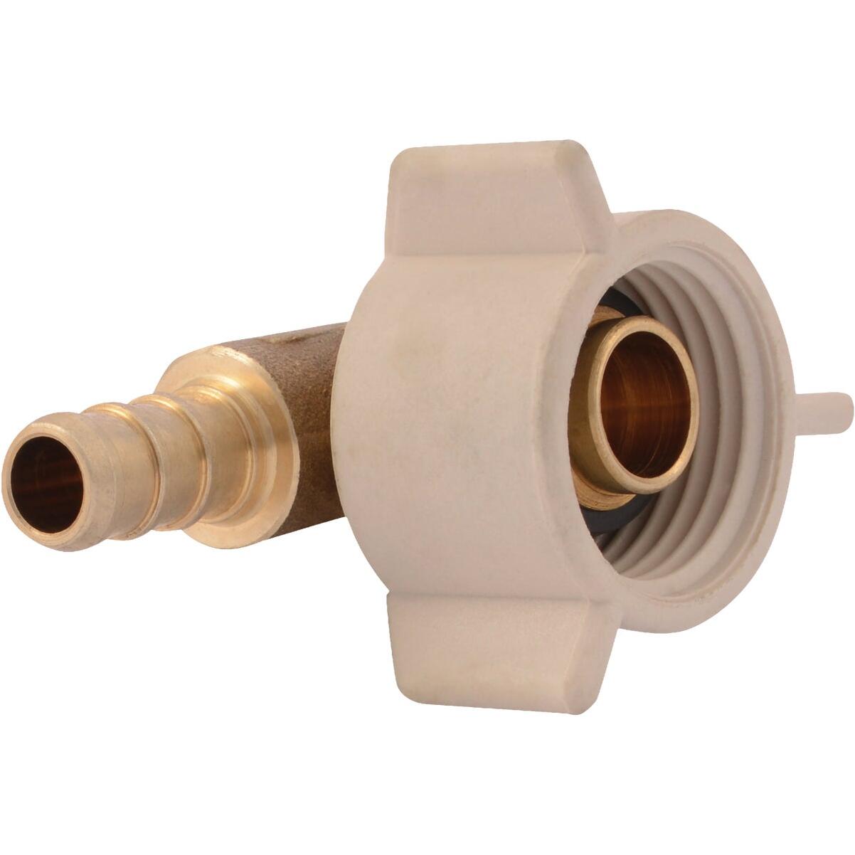 SharkBite 3/8 In. Barb x 1/2 In. NPSM 90 Deg. Brass Swivel 1/4 Bend PEX Elbow