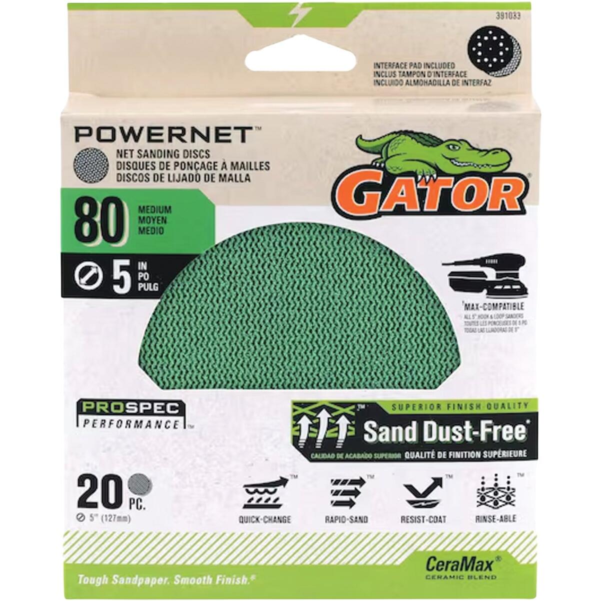 Gator 5 In. 80-Grit Mesh Sanding Disc (20-Pack)