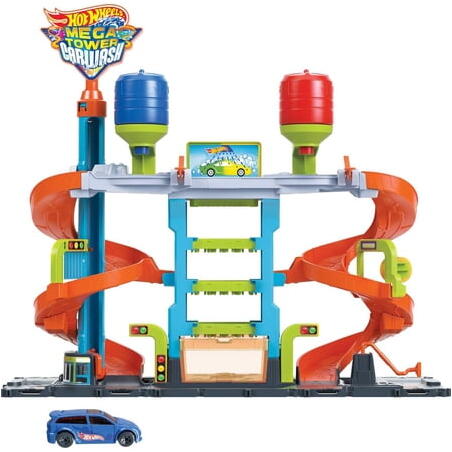 Hot Wheels City Mega Car Wash with 1 Color Shifters Car  Toy for Kids