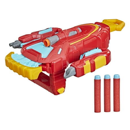 Hasbro Marvel Avengers Mech Strike Iron Man Strikeshot Gauntlet  3 NERF Darts