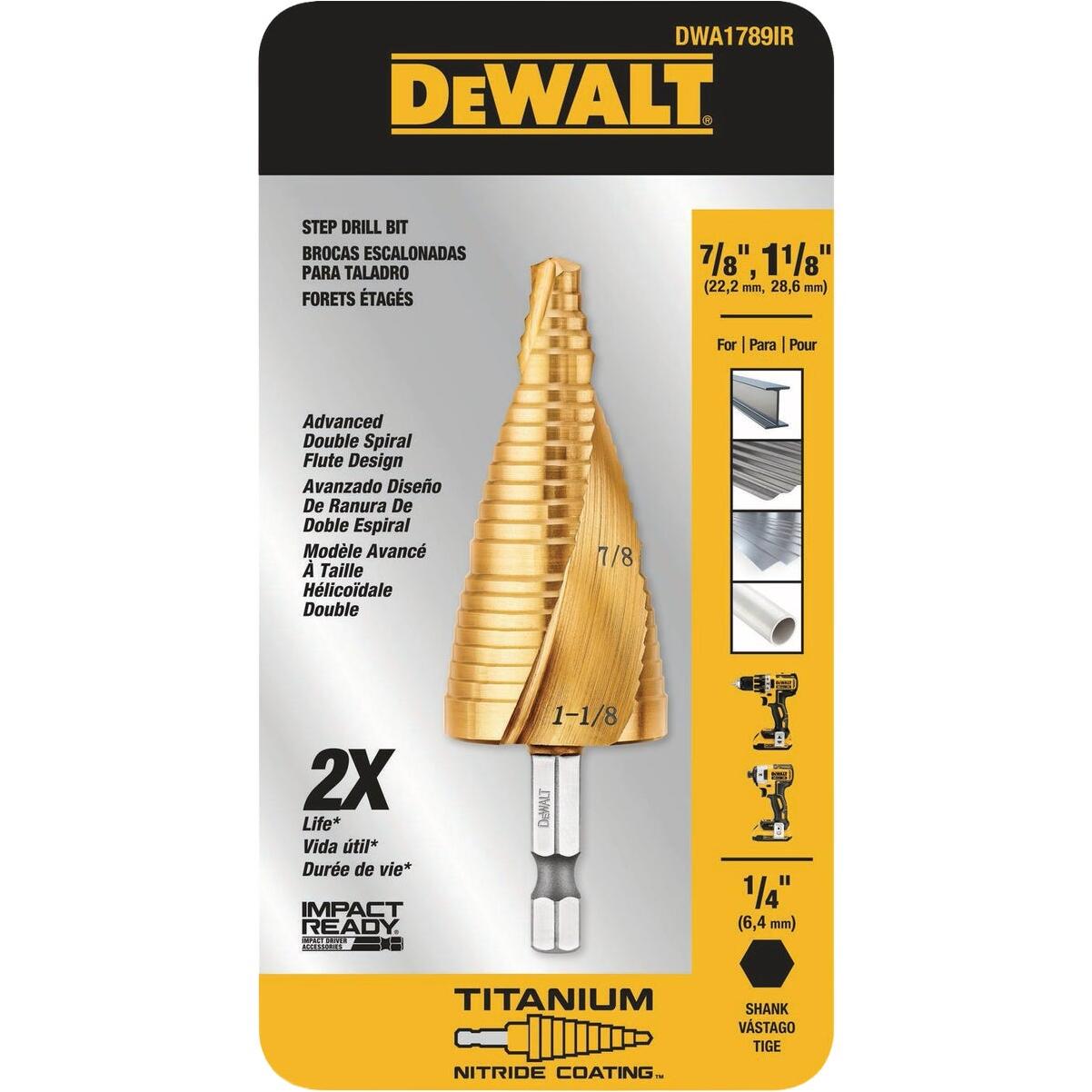 DEWALT  7/8 In. - 1-1/8 In. Impact Ready Step Drill Bit