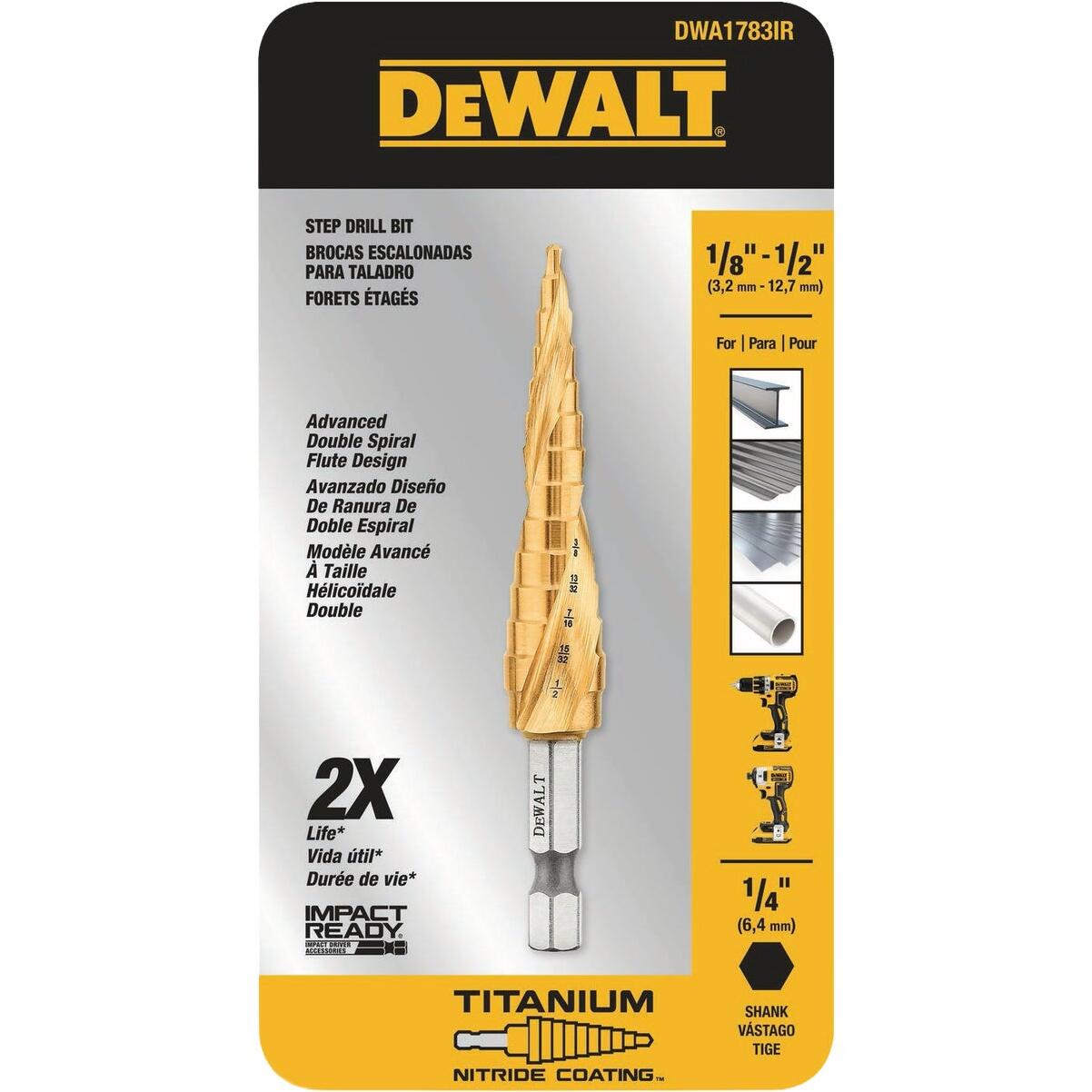 DEWALT 1/8 In. - 1/2 In. Impact Ready Step Drill Bit