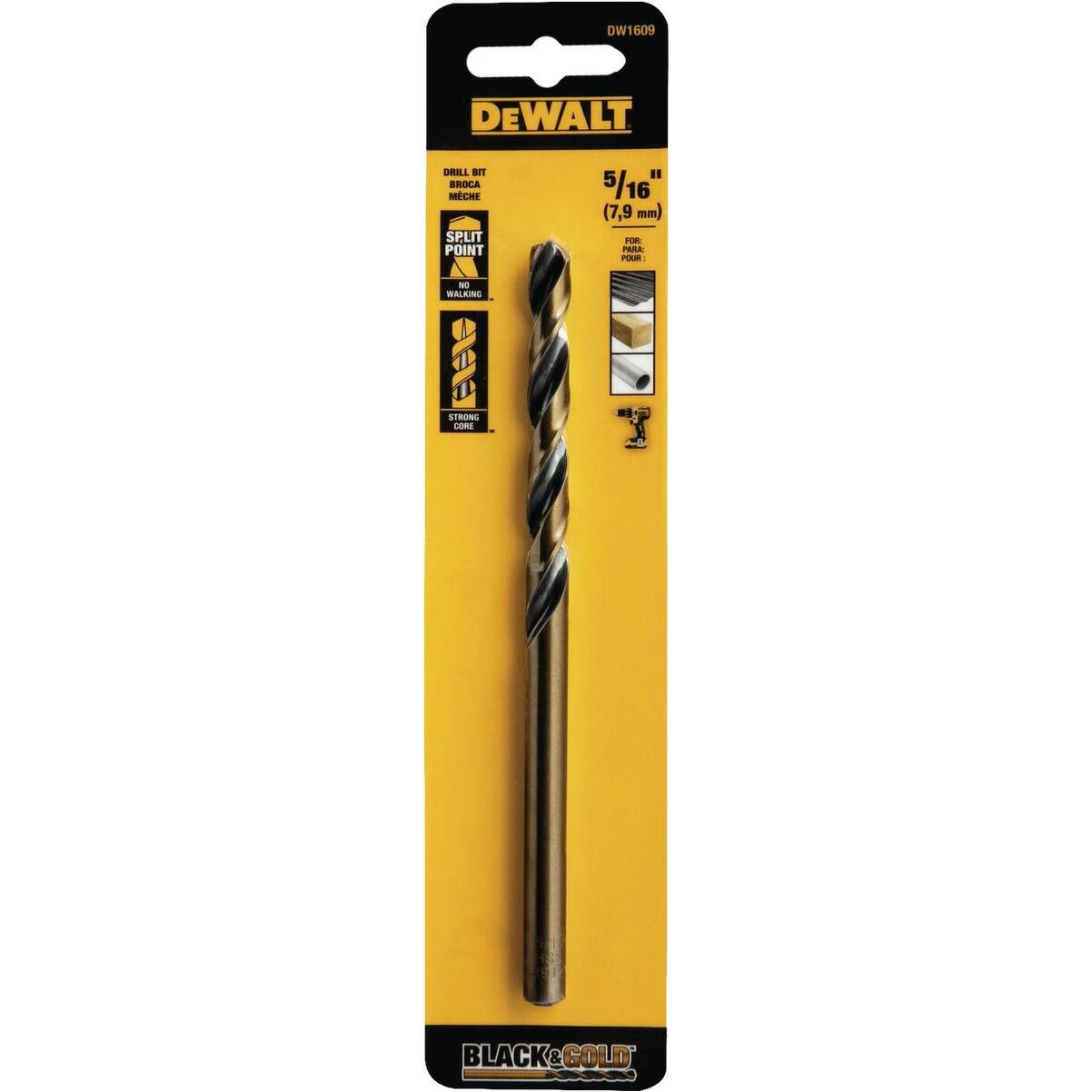 DEWALT Black & Gold 5/16 In. x 6 In. High Speed Steel Aircraft Length Twist Drill Bit