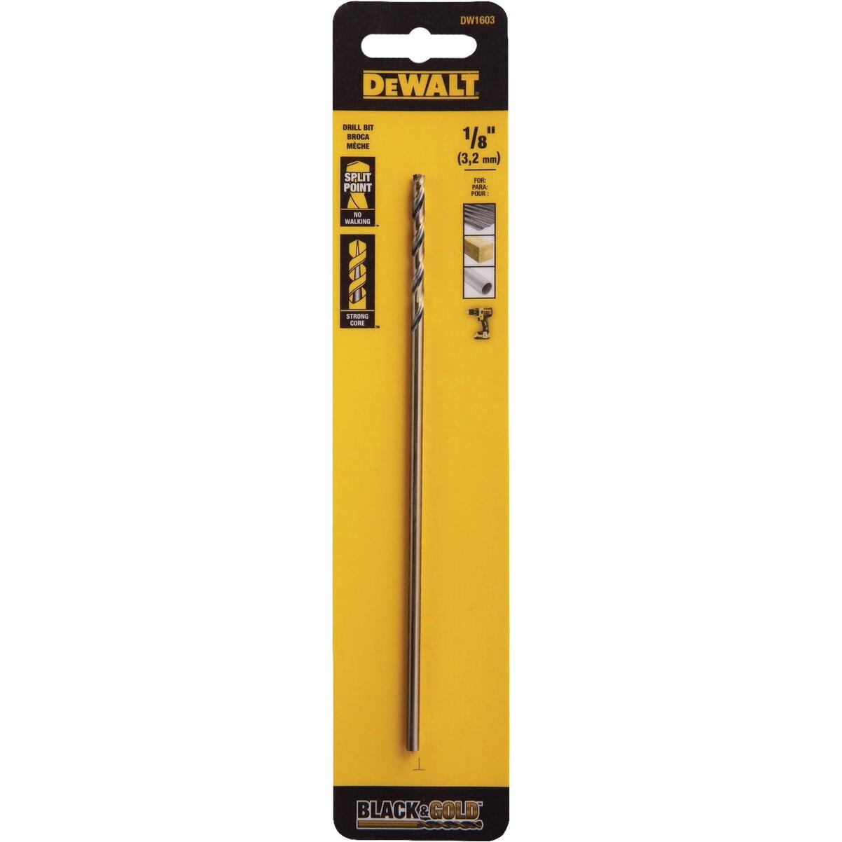 DEWALT 1/8 In. x 6 In. Aircraft Black Oxide Drill Bit
