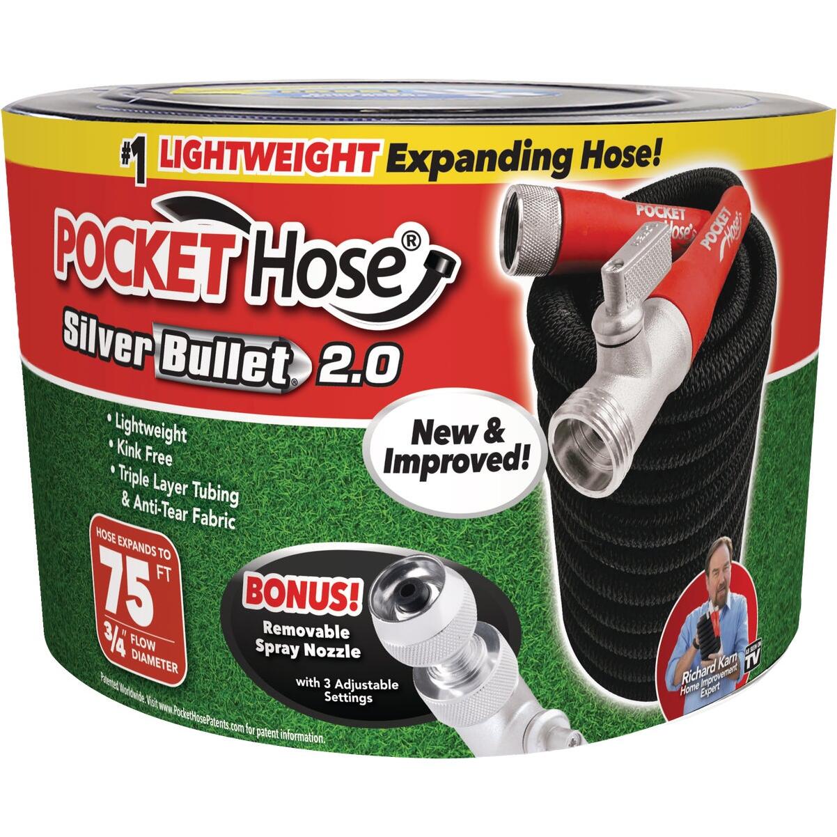 Pocket Hose Silver Bullet 2.0 3/4 In. x 75 Ft. No-Kink Hose & Nozzle