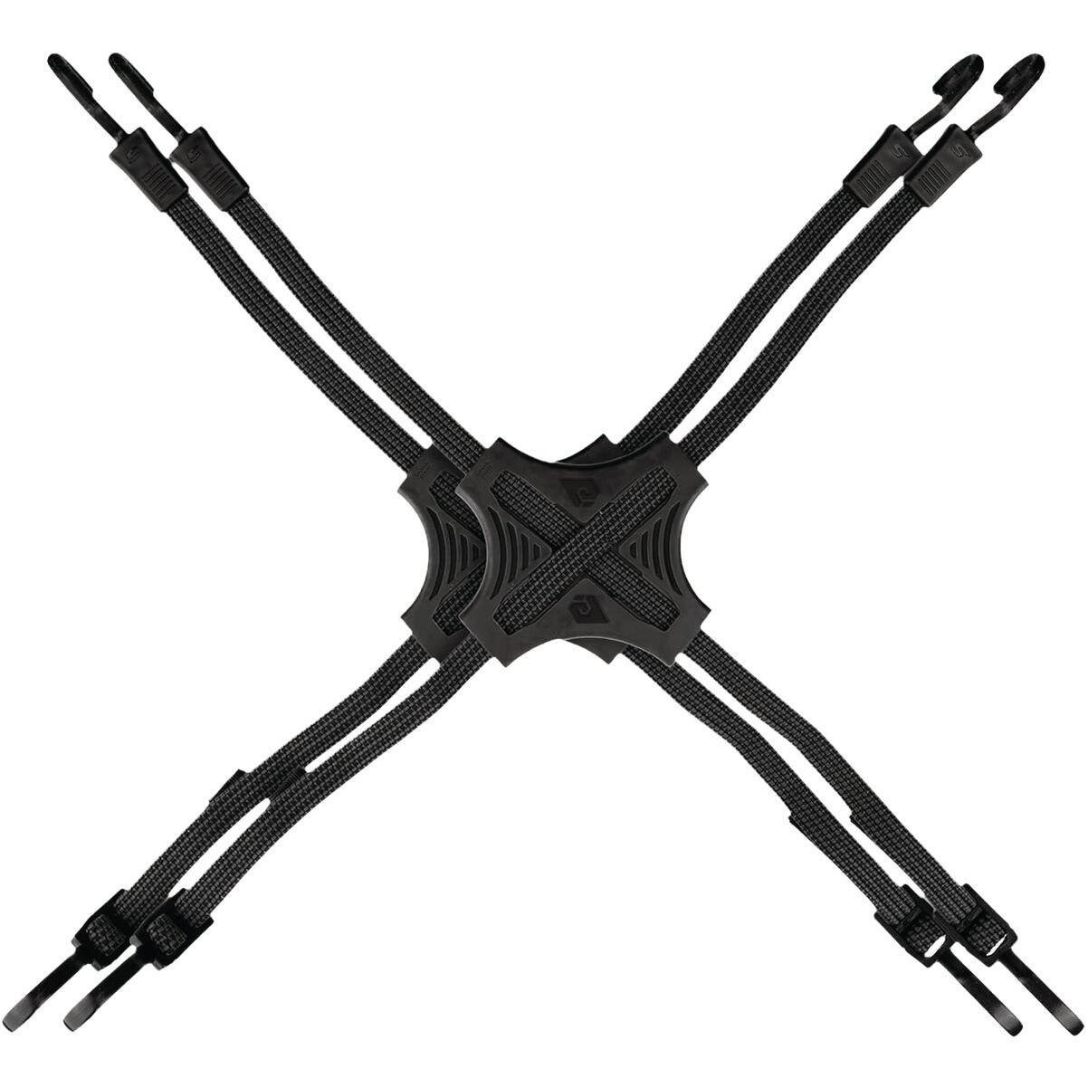 Tack Strap 4-Way Flat Adjustable Bungee Cords, Black (2-Pack)